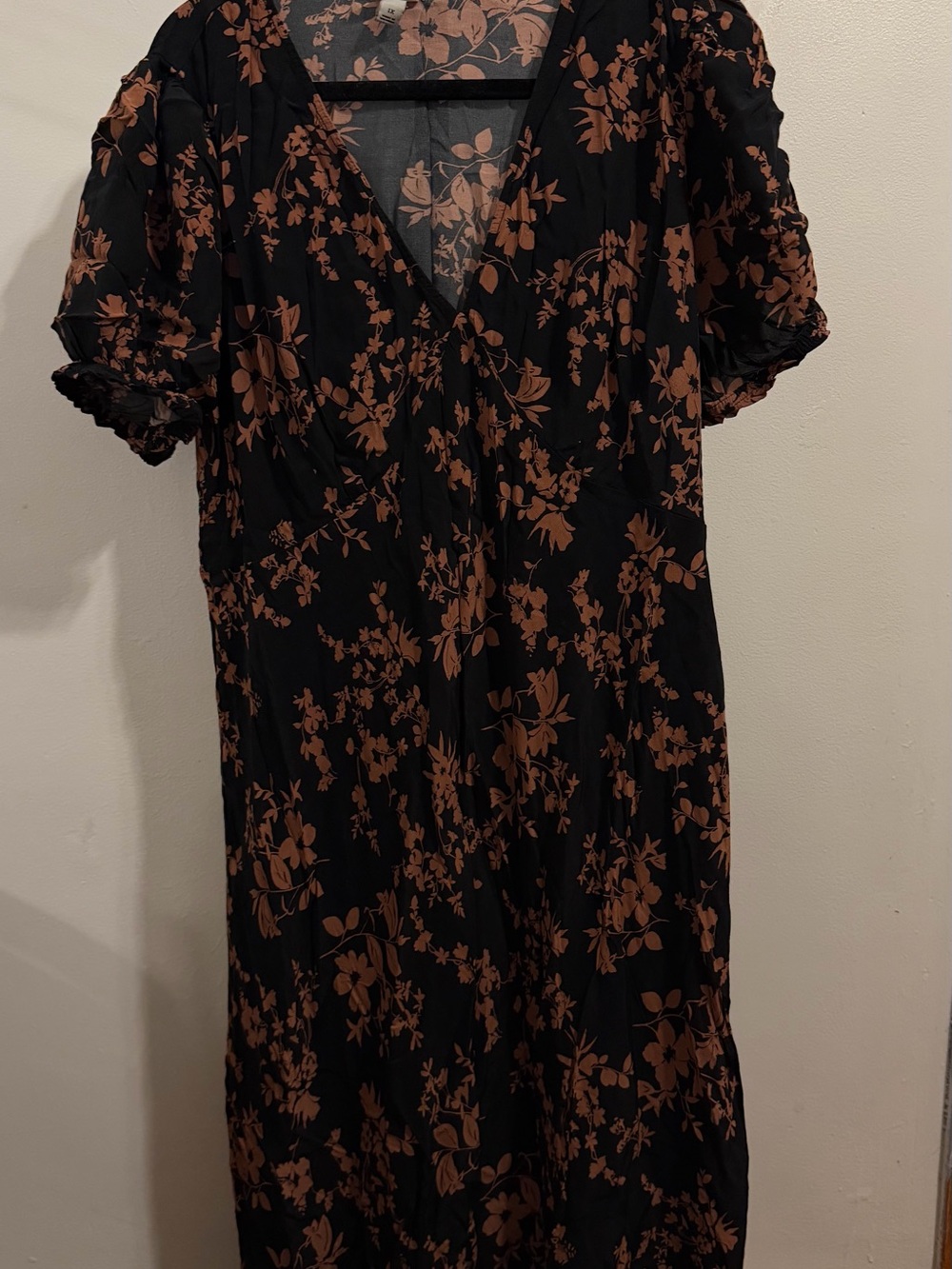 Black Floral Dress in Brown Floral Print